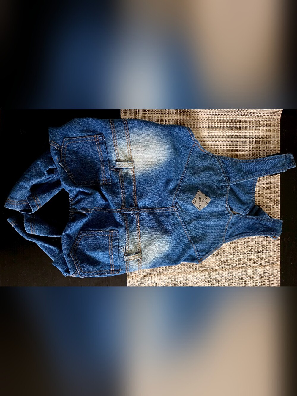 Denim Blue Adjustable Dog Overalls Harness